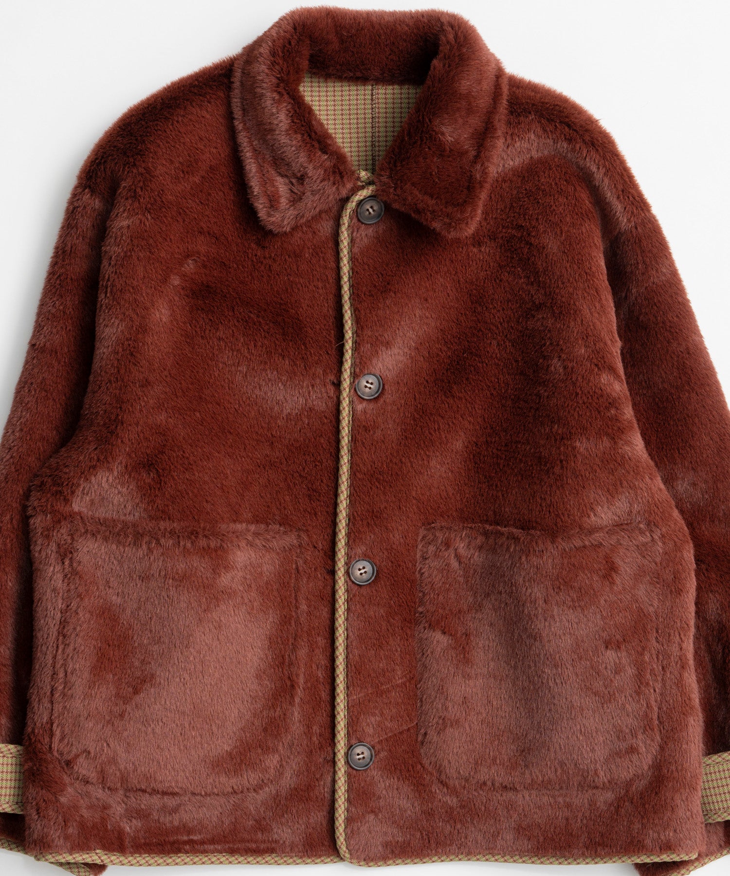 【26WINTER PRE-ORDER】Reversible Checked Boa Coat