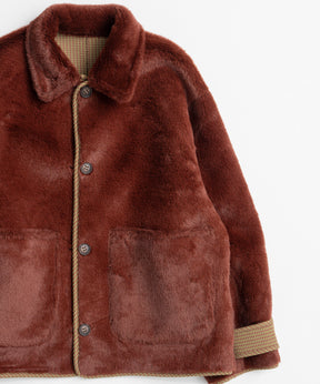 【26WINTER PRE-ORDER】Reversible Checked Boa Coat