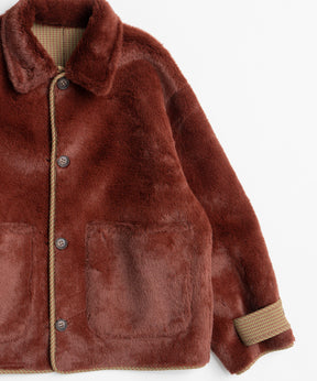 【26WINTER PRE-ORDER】Reversible Checked Boa Coat