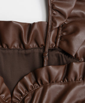 【26AUTUMN PRE-ORDER】Vegan Leather Frill Rompers
