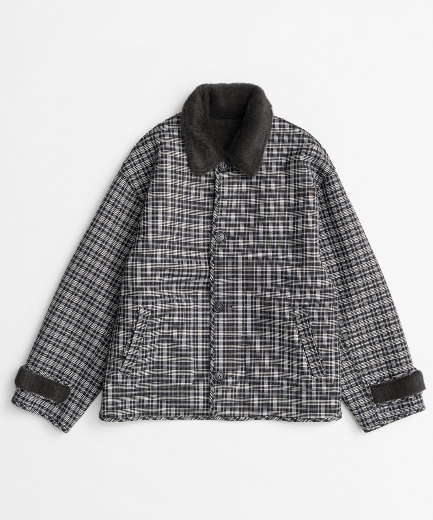 【26WINTER PRE-ORDER】Reversible Checked Boa Coat