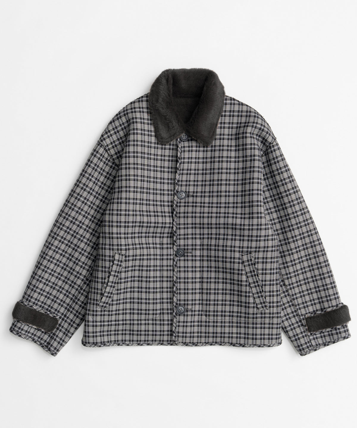 【26WINTER PRE-ORDER】Reversible Checked Boa Coat