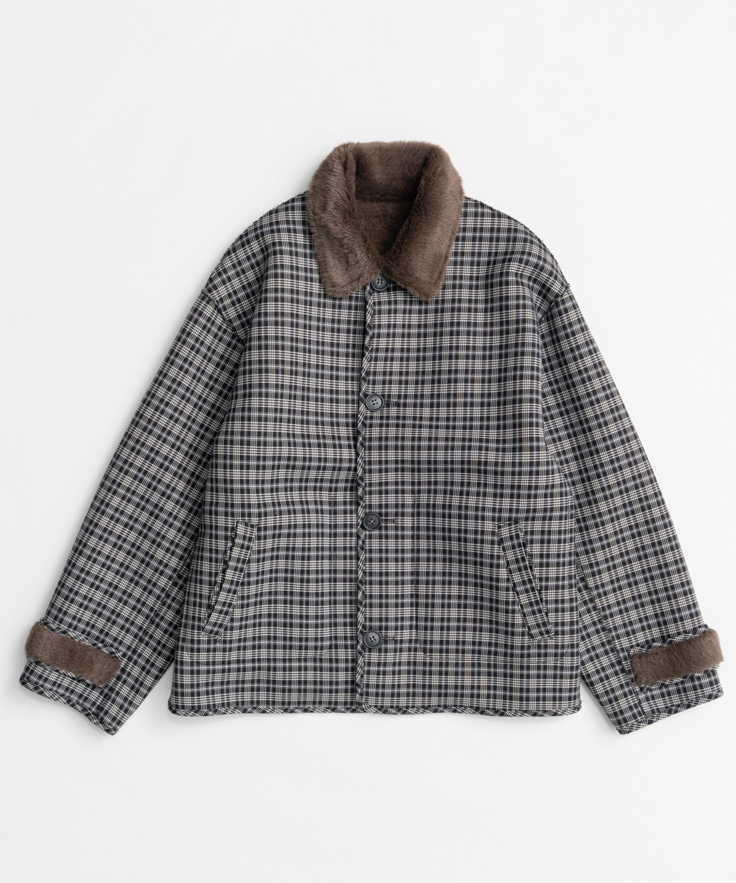 【26WINTER PRE-ORDER】Reversible Checked Boa Coat