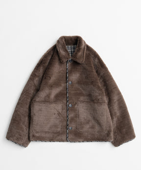 【26WINTER PRE-ORDER】Reversible Checked Boa Coat