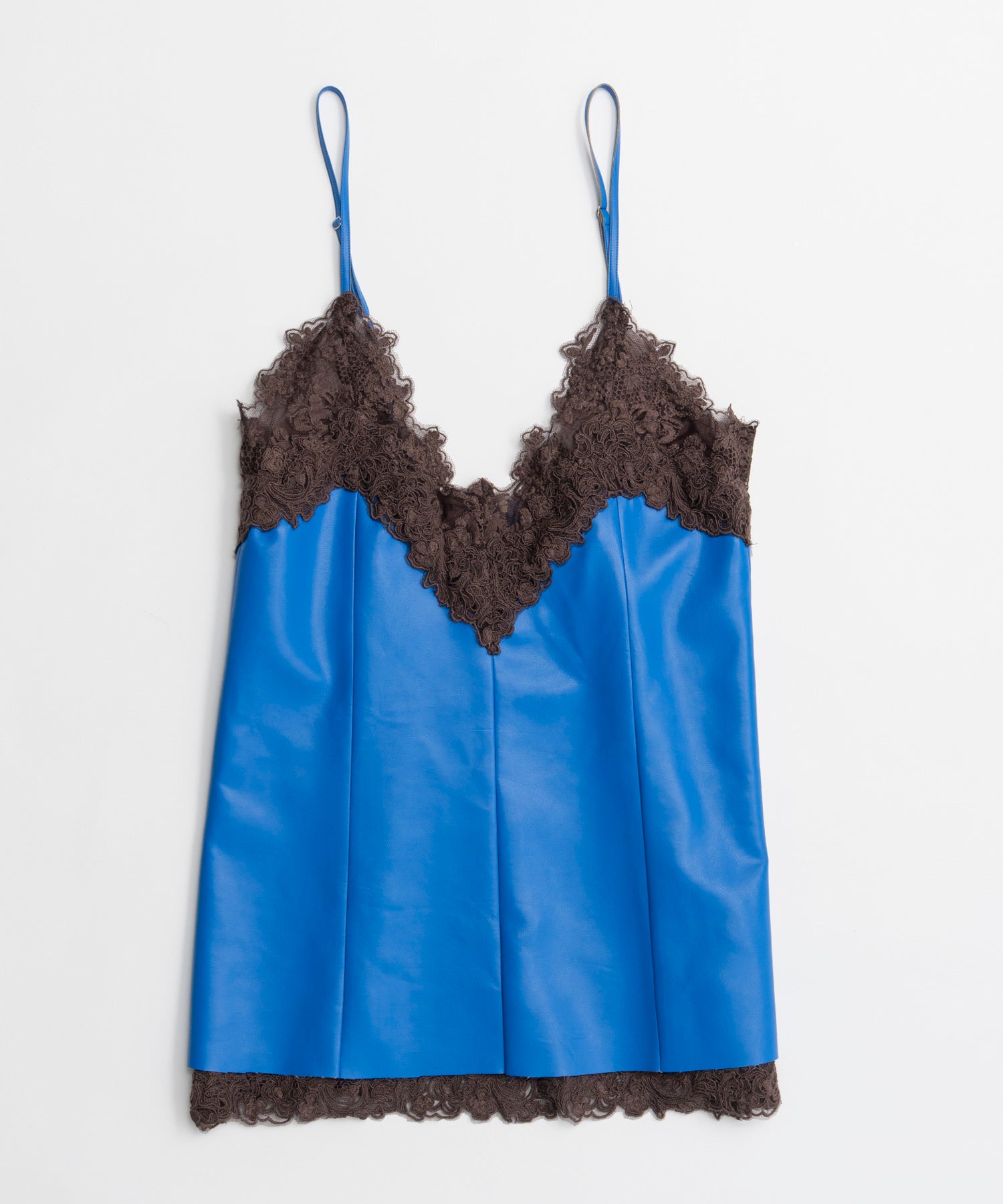 【26AUTUMN PRE-ORDER】Lace-Trim Vegan Leather Tunic
