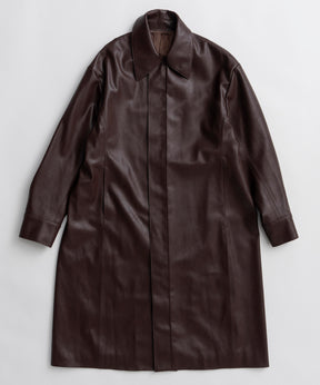 【26AUTUMN PRE-ORDER】Stand Collar Leather Long Coat