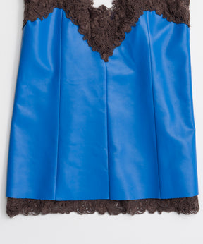 【26AUTUMN PRE-ORDER】Lace-Trim Vegan Leather Tunic