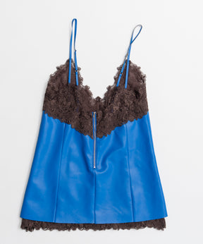 【26AUTUMN PRE-ORDER】Lace-Trim Vegan Leather Tunic