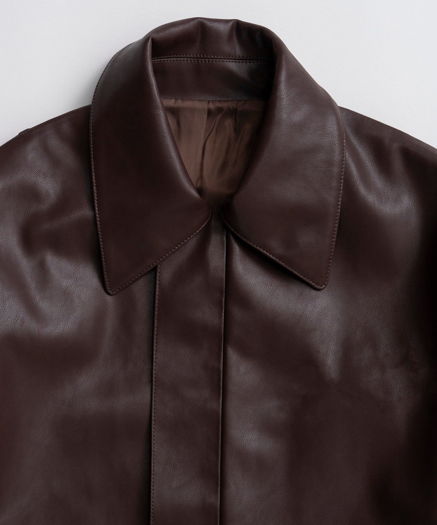 【26AUTUMN PRE-ORDER】Stand Collar Leather Long Coat