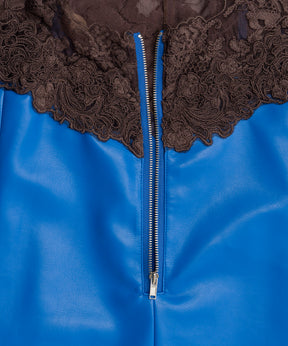 【26AUTUMN PRE-ORDER】Lace-Trim Vegan Leather Tunic