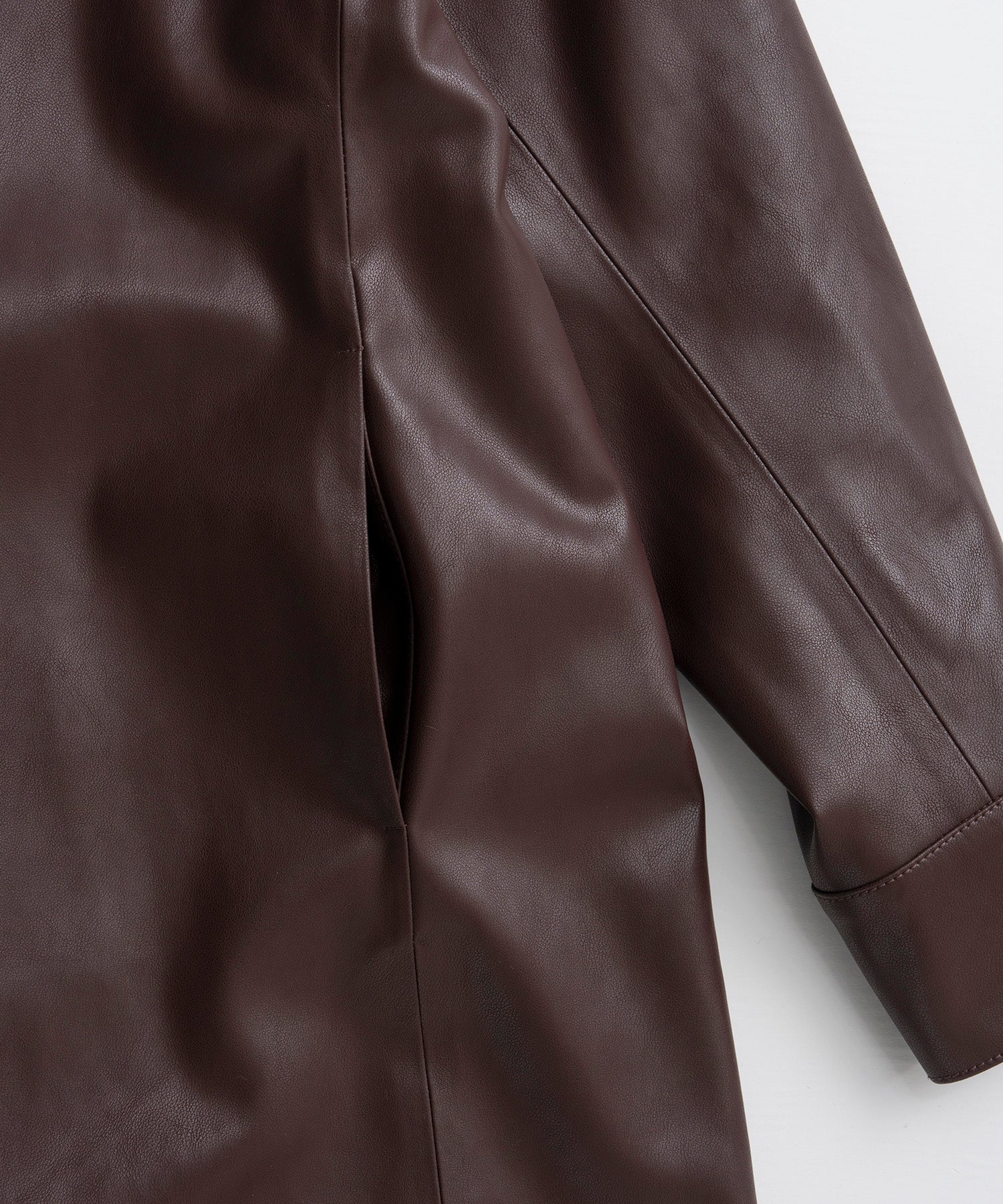 【26AUTUMN PRE-ORDER】Stand Collar Leather Long Coat