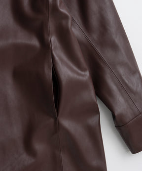 【26AUTUMN PRE-ORDER】Stand Collar Leather Long Coat