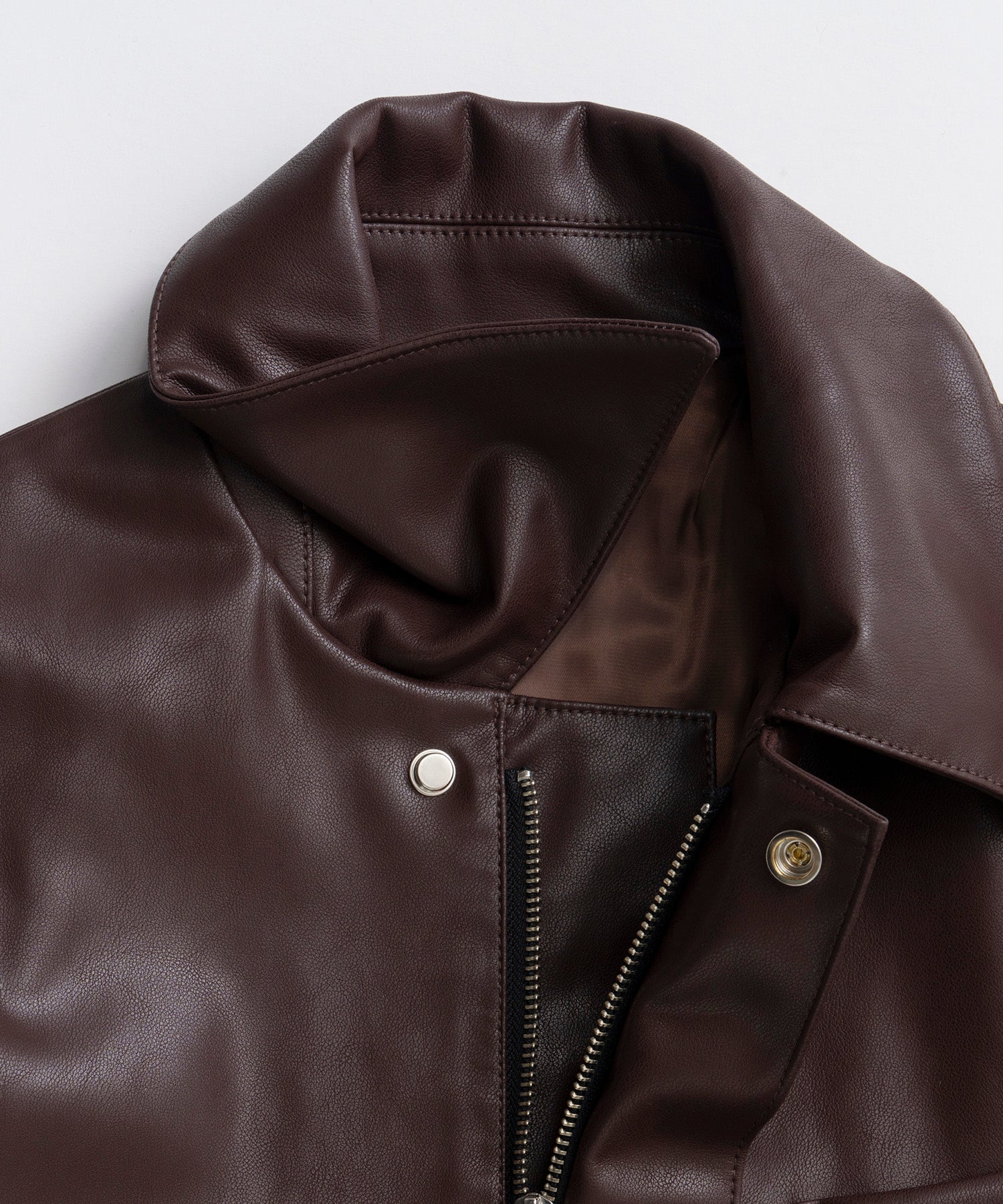 【26AUTUMN PRE-ORDER】Stand Collar Leather Long Coat