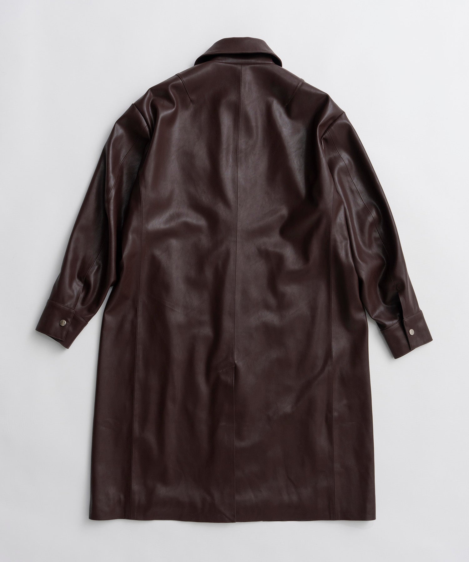 【26AUTUMN PRE-ORDER】Stand Collar Leather Long Coat