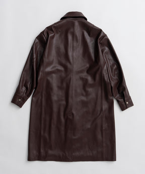【26AUTUMN PRE-ORDER】Stand Collar Leather Long Coat