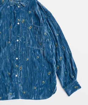 【26AUTUMN PRE-ORDER】Flower Embroidery Velour Overshirt