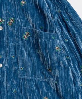 【26AUTUMN PRE-ORDER】Flower Embroidery Velour Overshirt