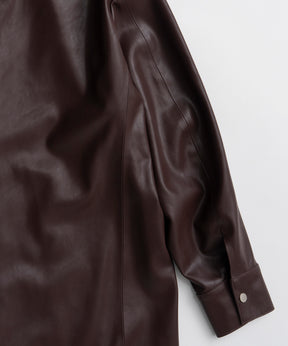 【26AUTUMN PRE-ORDER】Stand Collar Leather Long Coat