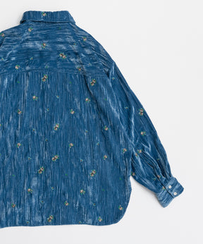 【26AUTUMN PRE-ORDER】Flower Embroidery Velour Overshirt