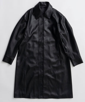【26AUTUMN PRE-ORDER】Stand Collar Leather Long Coat
