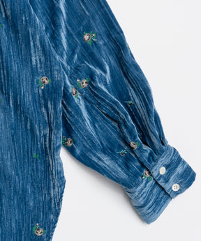 【26AUTUMN PRE-ORDER】Flower Embroidery Velour Overshirt