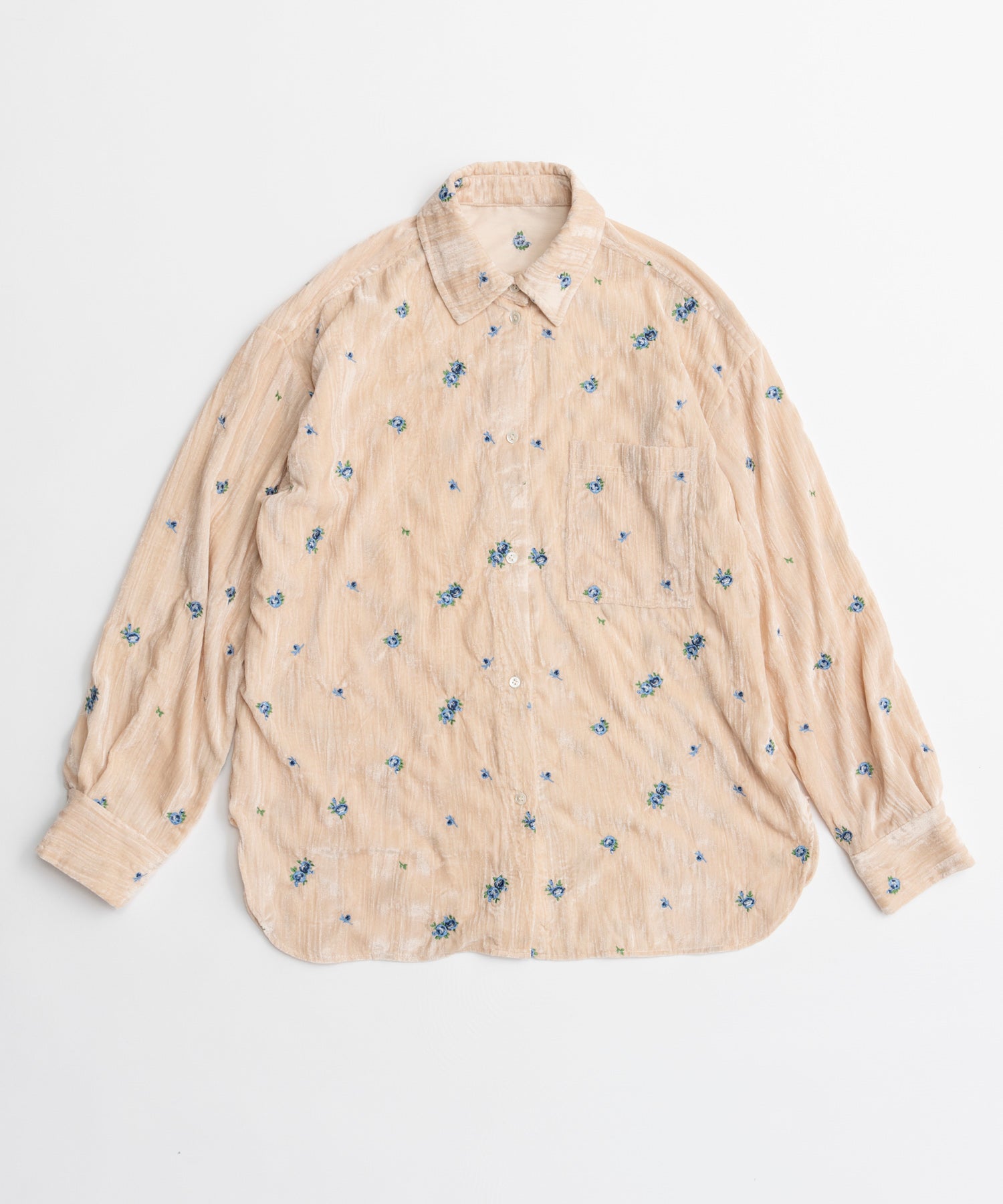 【26AUTUMN PRE-ORDER】Flower Embroidery Velour Overshirt