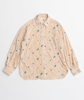 【26AUTUMN PRE-ORDER】Flower Embroidery Velour Overshirt