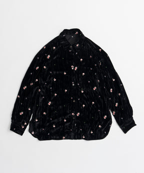 【26AUTUMN PRE-ORDER】Flower Embroidery Velour Overshirt