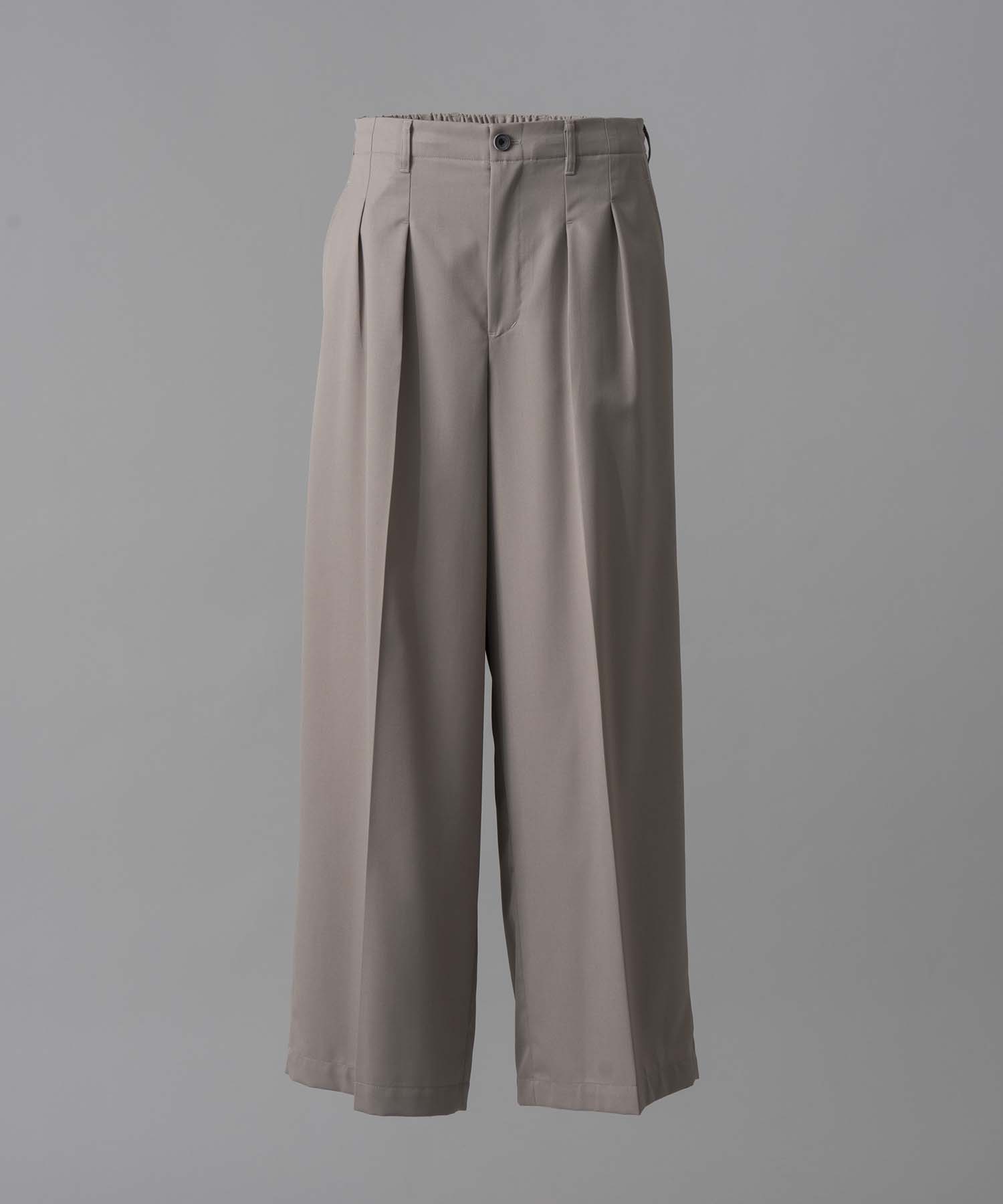 Wool Mix Continuous Town-Tuck Wide Pants