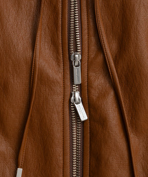 【26AUTUMN PRE-ORDER】Faux Leather Hoodie Parka