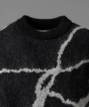 【24AW PRE-ORDER】Prime-Over Drawing Mohair Shaggy Crew Neck Knit Pullover