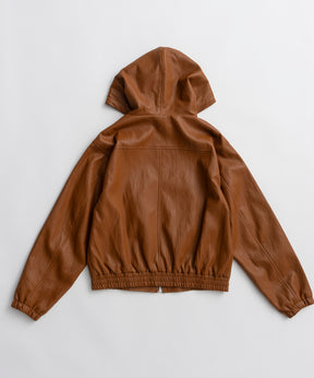 【26AUTUMN PRE-ORDER】Faux Leather Hoodie Parka