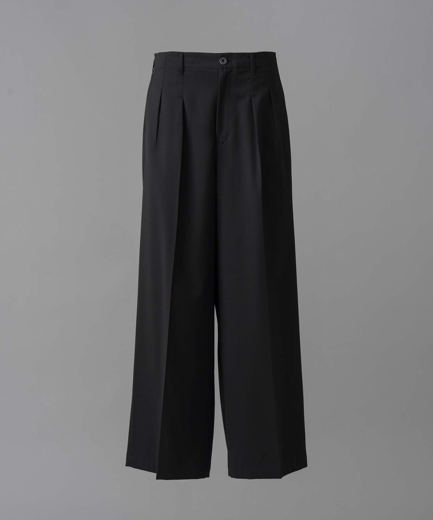 Wool Mix Continuous Town-Tuck Wide Pants