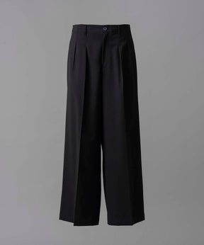 Wool Mix Continuous Town-Tuck Wide Pants