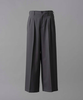 Wool Mix Continuous Town-Tuck Wide Pants