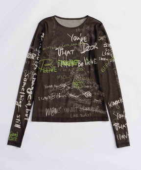 【25AUTUMN PRE-ORDER】Hand Writing Mesh Tops