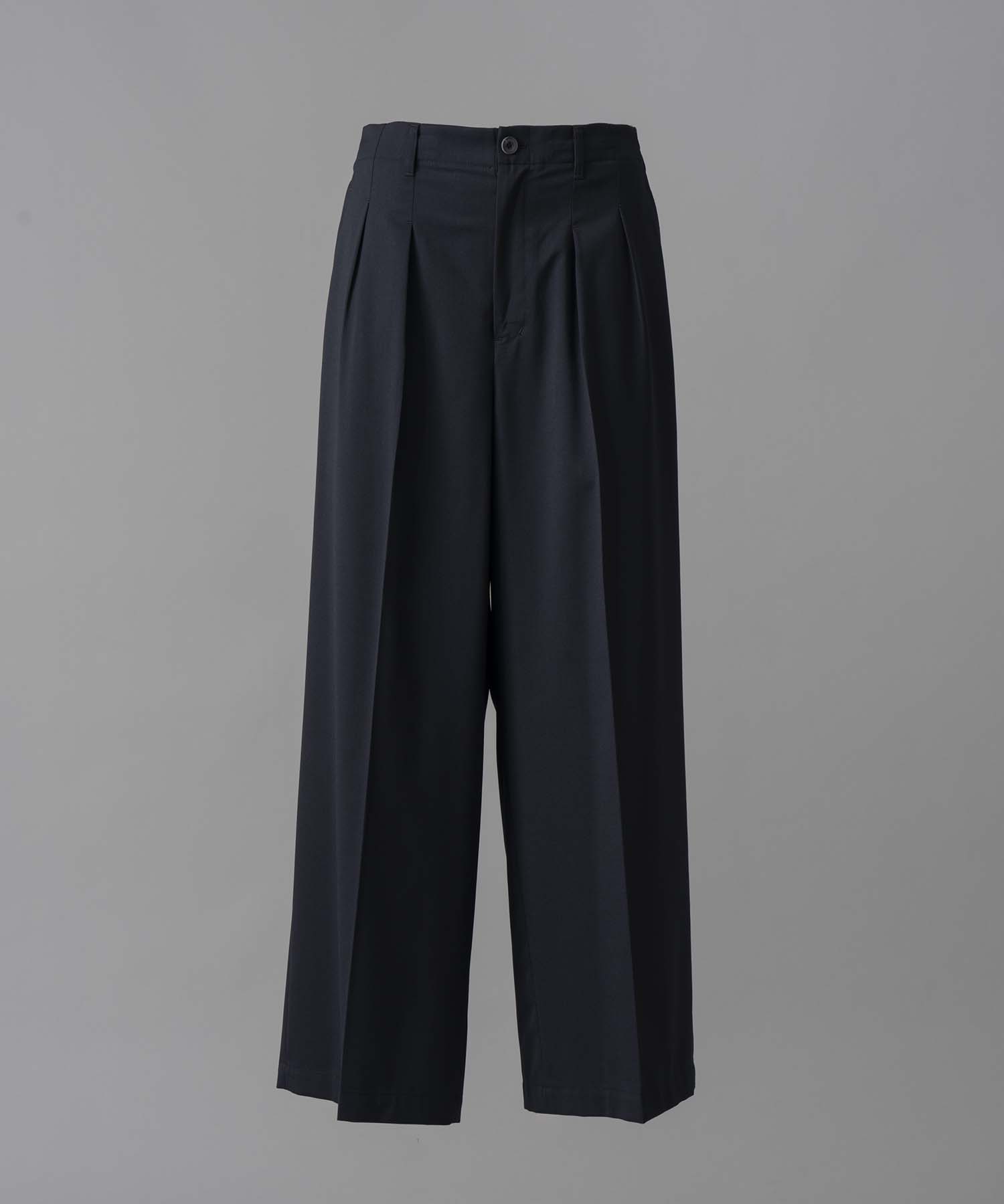 Wool Mix Continuous Town-Tuck Wide Pants