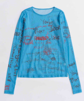【25AUTUMN PRE-ORDER】Hand Writing Mesh Tops