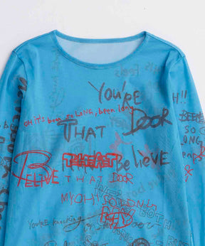 【25AUTUMN PRE-ORDER】Hand Writing Mesh Tops