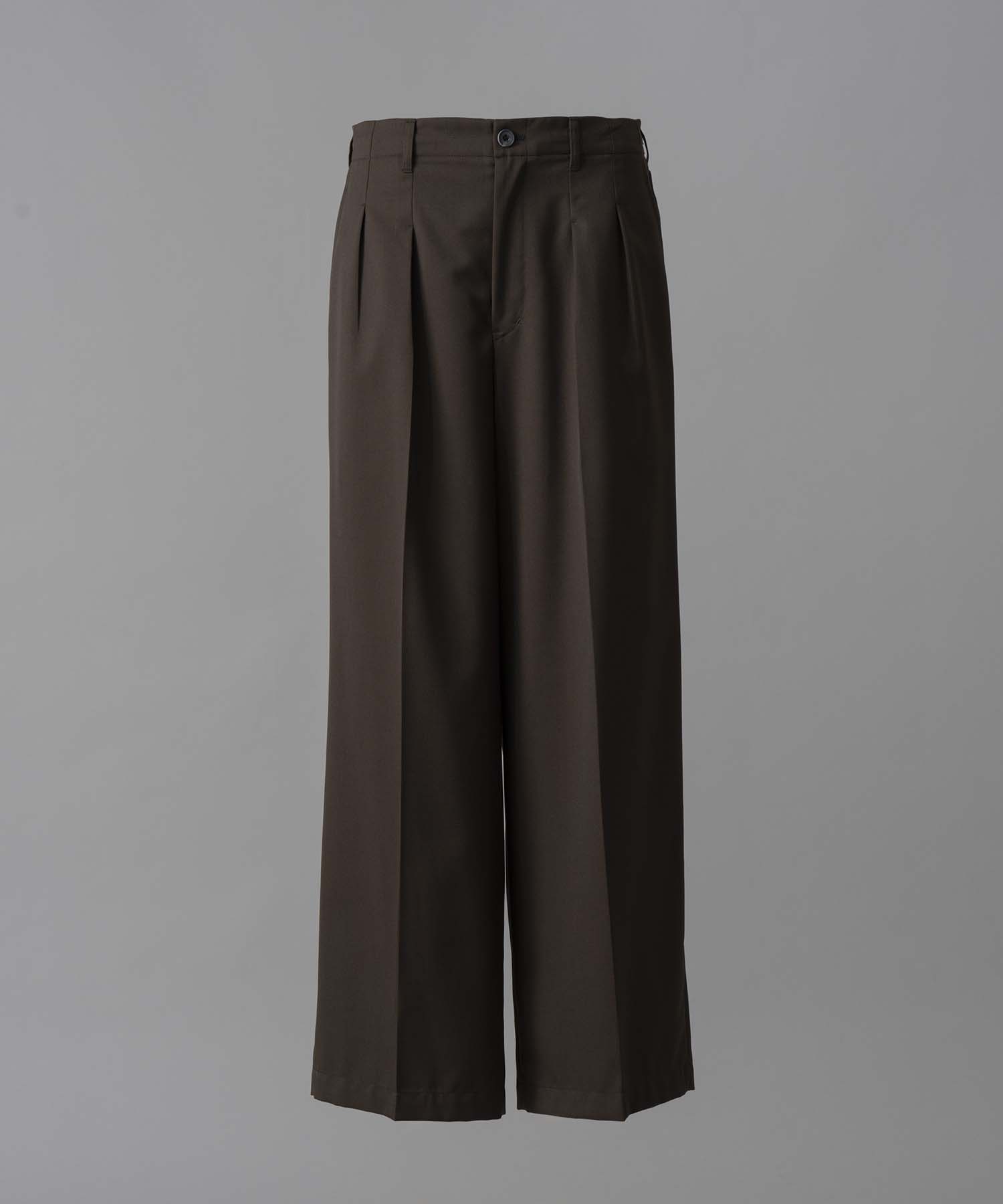 Wool Mix Continuous Town-Tuck Wide Pants