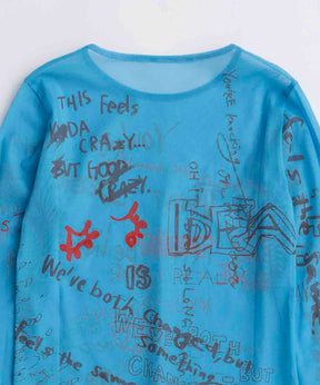 【25AUTUMN PRE-ORDER】Hand Writing Mesh Tops