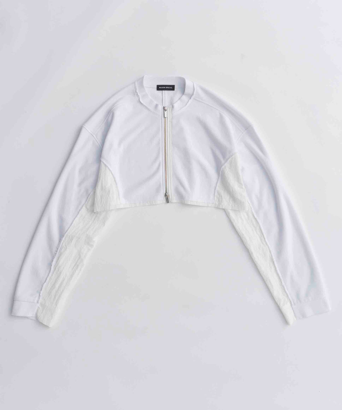 Different Material Docking Sweat Cardigan