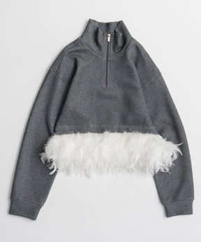 【26AUTUMN PRE-ORDER】Feather Hem Half-Zip Top