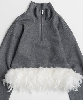 【26AUTUMN PRE-ORDER】Feather Hem Half-Zip Top