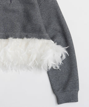 【26AUTUMN PRE-ORDER】Feather Hem Half-Zip Top