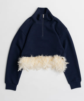 【26AUTUMN PRE-ORDER】Feather Hem Half-Zip Top
