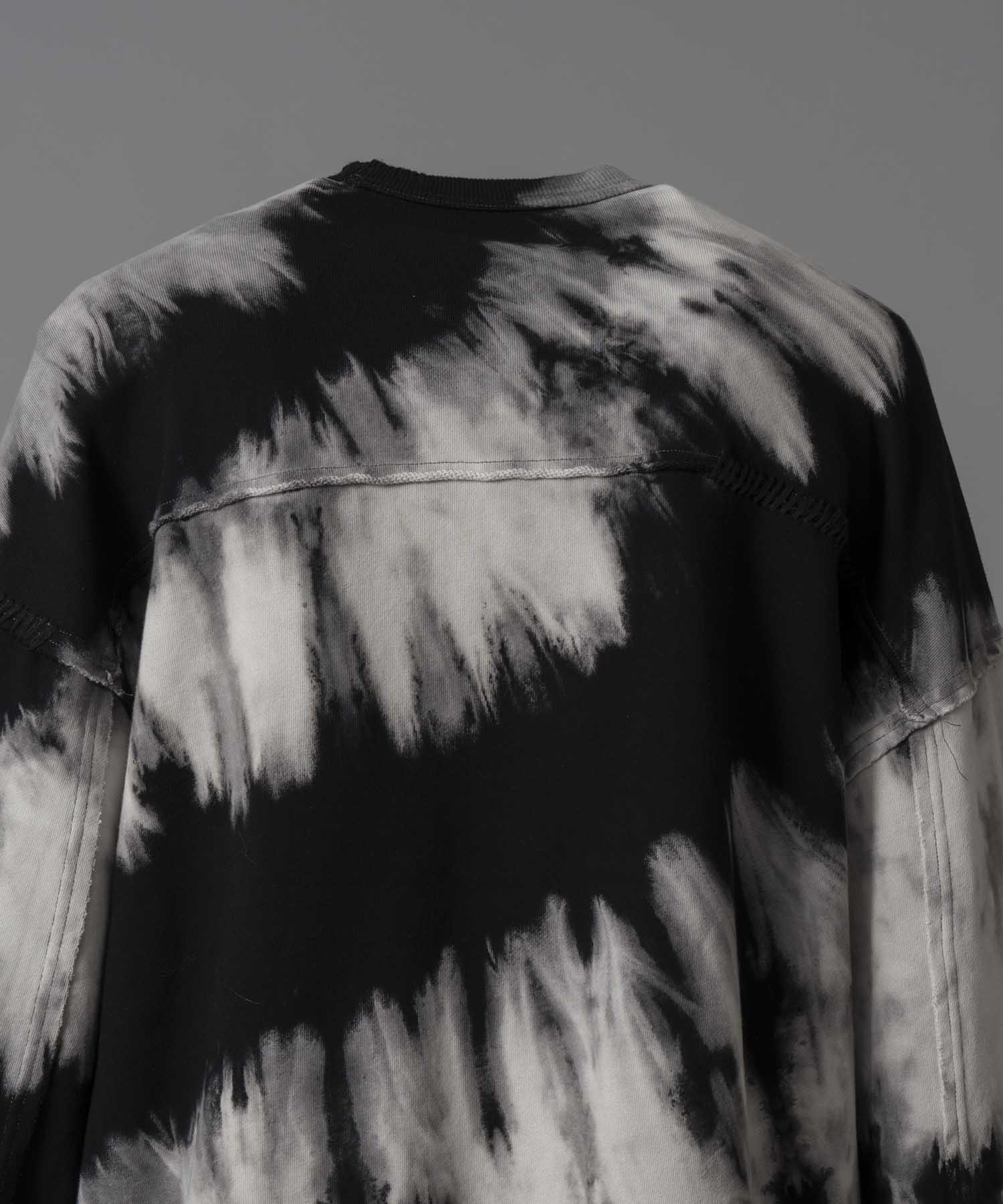 TIE-DYE BLEACH HAND Embroidery Prime-Over Crew Neck Sweat Pullover