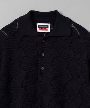 Prime-Over Sheer Knit Polo Shirt
