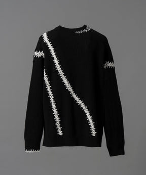 【24AW PRE-ORDER】Barbed Wire Embroidery Prime-Over Crew Neck Knit Pullover