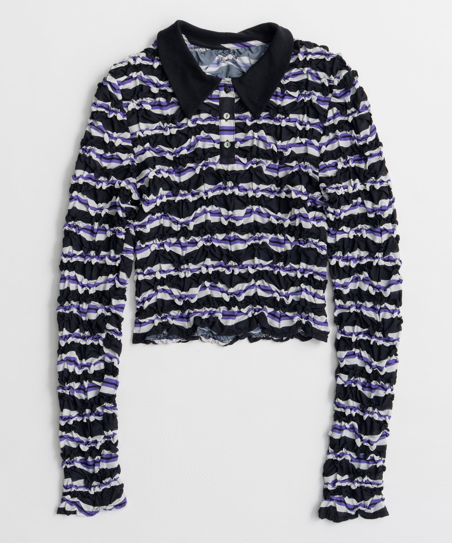 【26AUTUMN PRE-ORDER】Shirring Border Polo Shirt